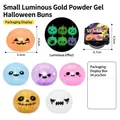 Squishies de Halloween con purpurina y caras de calabaza y fantasma que brillan en oscuridad - Squishy pequeño de bolsa de gelatina con purpurina luminoso de Halloween