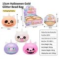 Set de juguetes squishy con cuentas de purpurina Halloween con caja de presentación - Squishy de bolsa de cuentas con purpurina de Halloween 15 cm