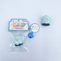 Cartoon blue kettle squishy toy for stress relief with bell keychain in original packaging - Kettle