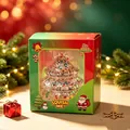 Detailed macro view of a Christmas tree squishy toy inside its festive holiday gift packaging box - Yellow Christmas Tree Squishy Toy (Boxed) / Yellow