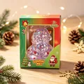 Purple glitter Santa Claus Christmas squishie stress toy in festive window box packaging - Purple Santa Claus Squishy Toy (Boxed)
