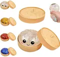 Grande giocattolo squishy panino al vapore glitterato da 8,5 cm per alleviare lo stress - Stile Pectina (Rimbalzo Rapido) / 8.5CM (Con Vaporiera) / Bianco Trasparente