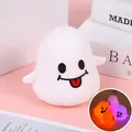 Cute white Halloween ghost slow rebound squeeze toy featuring colorful LED light - White Ghost (Smiling Glowing Style)