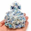 Jouet de décompression squishy sapin de Noël TPR avec paillettes bleues et argentées - Noël arbre / Sapin de Noël à Paillettes Bleues