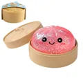 Grande giocattolo squishy panino rosa glitterato da 8,5 cm con cestello vapore in plastica - Stile Maltosio (Rimbalzo Lento) / 8.5CM (Con Vaporiera) / Rosa