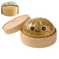 Giocattolo antistress panino dorato glitterato con vaporiera - Stile Maltosio (Rimbalzo Lento) / 8.5CM (Con Vaporiera) / Oro