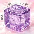 Δημιουργικός μωβ γκλίτερ κύβος πάγου squishy 4,5 cm για αργή επαναφορά και ανακούφιση άγχους - Στυλ Παγάκι με Χρυσόσκονη / 4.50cm / Μωβ
