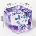 Lila durchscheinendes Eiswürfel-Antistress-Spielzeug mit blauen Schneeflocken, 4,5 cm - 4.50cm / Schneeflocken-Eiswürfel / 104g Packung / Lila