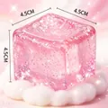 Ροζ glitter κύβος squishy παιχνίδι ανακούφισης από το στρες, διαστάσεις 4,5 cm, αργό - Στυλ Παγάκι με Χρυσόσκονη / Μέγεθος 4.5cm / Ροζ