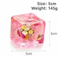 Ροζ κύβος squishy με κοχύλια, 5cm παιχνίδι ανακούφισης από το στρες για ενήλικες - Στυλ Παγοκύβου Ωκεανού (5cm) / Ροζ