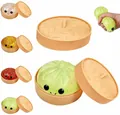Grande giocattolo squeeze baozi da 8,5 cm con mini cestello per alleviare lo stress - Stile Pectina (Rimbalzo Rapido) / 8.5CM (Con Vaporiera) / Limone Verde