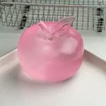 Jouet antistress en forme de pomme rose translucide avec un décor de feuille - Pomme à la Vaseline Rose