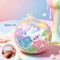 Detail of a colorful handmade stress relief squeeze ball with a 7cm diameter and pearl decor - Cream Puff Crispy Ball