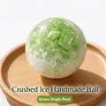 Handmade translucent green crushed ice squeeze ball stress relief toy on wooden tray - 6cm / Lime Green