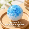 Handmade blue and white crushed ice stress relief squeeze ball for sensory relaxation - 6cm / Sea Salt Blue
