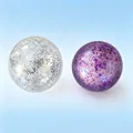 Set of two squishy stress relief balls including one clear and one glittery purple ball - Gold Powder Crispy Squishy Ball / Purple