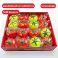 Detail view of colorful simulation tomato squishy stress relief toys in display box - Random Mixed Color (Bagged)