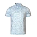 Men's floral print golf polo shirt, short sleeve breathable quick-dry performance - S / Tops / Lake Blue