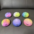 Set of six colorful rainbow gradient slow rising bun squishy toys with cute faces - Squishy Steamed Bun-Loose(Color)