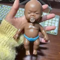 Realistic black baby doll squeeze toy with a transparent bubble mouth - Bubble Spitting Style / 14cm / Black