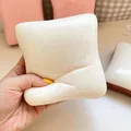 Super soft slow rebound butter toast squishy toy for stress relief being squeezed - White Toast
