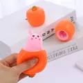 Adorable pink rabbit popping out of orange carrot squeeze toy for stress relief - Pink Rabbit Style (Carrot Rabbit) / 1 Piece / Orange Carrot (Pink Rabbit Inside)