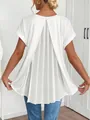 Elegant white short sleeve top featuring a detailed pleated back panel for a chic look. - S / Tops / White