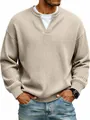 Detail view of men's waffle knit t-shirt featuring a stylish fake two-piece collar - Off White
