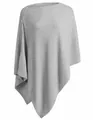 Close-up of grey knit shawl detail showcasing button closure and soft wool-like texture - One Size / Tops / Gray