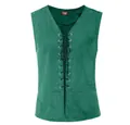 Detail of green suede-like Gothic Steampunk lace-up vest for cosplay costumes - 3XL / Tops / Green