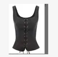 Retro black gothic steampunk lace-up corset vest top for renaissance cosplay costume - 3XL / Tops / Black Women's Style