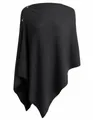 Close-up of black knitted multi-wear poncho with elegant shoulder button detail. - One Size / Tops / Black