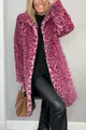 Women's pink leopard print faux fur mid-length coat for autumn and winter fashion. - 3XL / Tops / Mid-Length / Pink