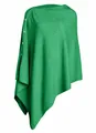 Detail of green knitted poncho shawl featuring elegant side button closure for women - One Size / Tops / Green