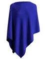 Detailed macro view of the royal blue knit fabric and buttons on a versatile shawl - One Size / Tops / Blue
