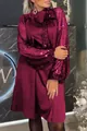 Elegantes weinrotes Minikleid mit Paillettenärmeln und Bindeband für Abendpartys - S / Kleider / Fuchsie
