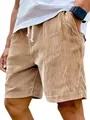 Pantalones cortos casuales de pana para hombre en color caqui con cordón y textura - 3XL / Parte Inferior (Estilo Sin Etiqueta) / Caqui