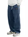 Vue détaillée du pantalon en velours côtelé bleu pour homme avec écusson classique - S / Bas / Bleu marine
