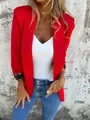 Elegante chaqueta blazer roja para mujer con detalles de puños en estampado leopardo - S / Tops / Rojo