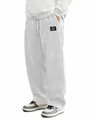 Gros plan sur le pantalon en velours côtelé gris clair pour homme avec cordon - Blanc