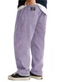 Detail view of purple corduroy men's loose pants with a classic style pocket label - Light Purple