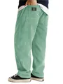 Close-up back view of men's loose green corduroy pants showing textured fabric and pocket label - S / Bottoms / Light Green