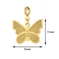 Detailansicht eines 15mm x 11mm 18k Gold Schmetterlingsanhängers mit Maßen für DIY-Schmuck - Butterfly with Spring Clasp / Schmetterling