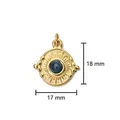 Vista dettagliata del ciondolo a sole in acciaio inox 17x18mm con pietra blu naturale - Stile Pietra Blu Scuro con Trama Ondulata (5)