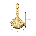 Detailansicht der Abmessungen eines 18k vergoldeten Muschel-Anhängers aus Titanstahl - Shell Pearl 1 with Spring Clasp / Muschelperle 1
