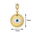 Detailansicht eines 13mm goldenen Edelstahl-Dämonenauge-Anhängers mit Maßangaben - Klassischer Runder Plattenstil (1)