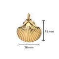 Nahaufnahme eines 15x16 mm vergoldeten Muschelanhängers für DIY-Schmuckprojekte - Nackte Muschel 2 / Gold