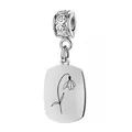 Ciondolo personalizzato in acciaio inox con fiore di bucaneve inciso per gioielli DIY - Gennaio (Bucaneve) - Gancio a Cuore / Argento
