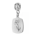 Ciondolo fiore di nascita in acciaio inossidabile con iris inciso per gioielli DIY - Febbraio (Iris) - Gancio a Cuore / Argento