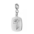 Stainless steel rectangular birth flower pendant with custom laser engraving detail - March (Daffodil) - Spring Clasp / Silver